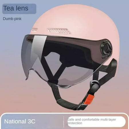 Capacete de segurança de bicicleta 3C certificado masculino e feminino adulto crianças dos desenhos animados bicicleta elétrica motocicleta meio capacete com óculos