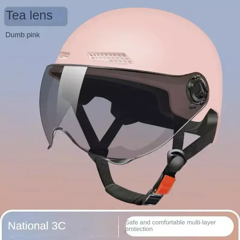 Capacete de segurança de bicicleta 3C certificado masculino e feminino adulto crianças dos desenhos animados bicicleta elétrica motocicleta meio capacete com óculos