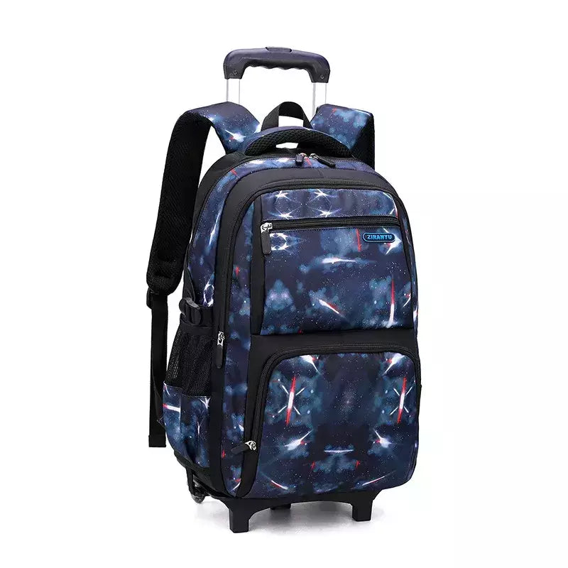 Mochila escolar com rodas para crianças, Mochila de rolamento para menino, Mochila escolar com rodas, Mochila de bagagem de mão, 6 rodas