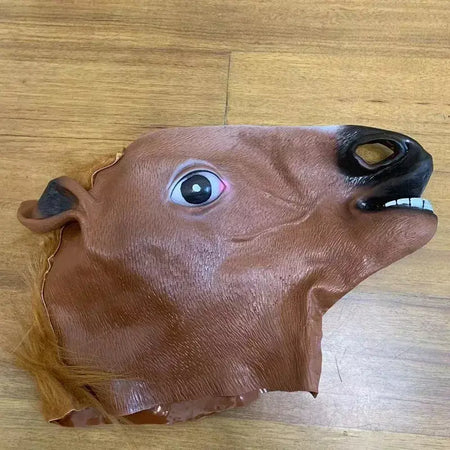 Homens máscaras de cavalo marrom menina engraçado cabeça de cavalo máscara de látex máscara animal novidade halloween cosplay trajes chapelaria rímel de látex