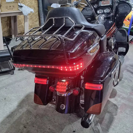 Alforje led para motocicleta, lâmpada de giro, luzes de freio para harley touring road king 97-2022 electra street glide cvo limitado