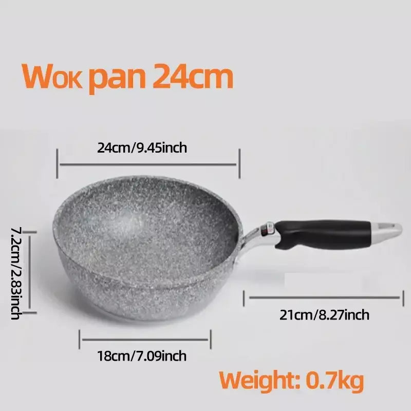 Frigideira Antiaderente de Pedra Durável, Frigideira de Caldeirão, Panelas de Fogão de Indução, Ovo Panqueca, Fogão a Gás, Home Wok, 28 cm, 26 cm, 24 cm, 20cm