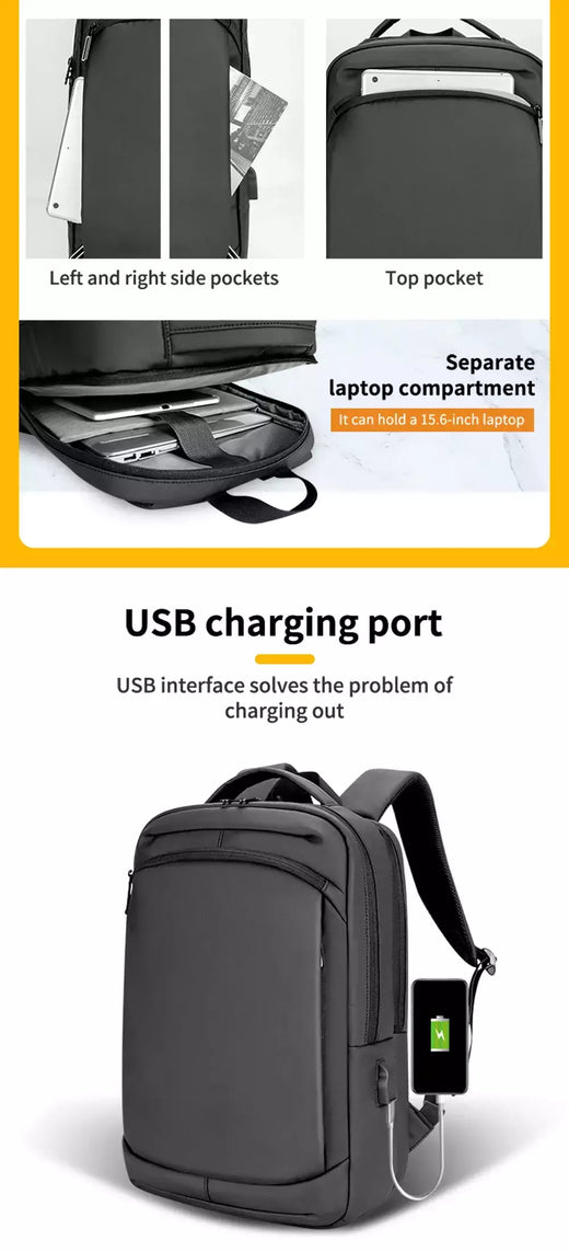Qualidade PU Coberto Preto Cinza High School Use 16,5 polegadas Viagem Negócios USB Laptop Mochila