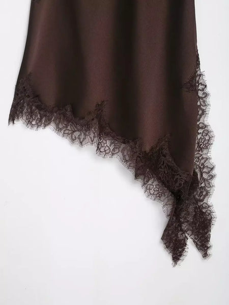 Tfmln feminino sexy rendas emenda vestidos de verão sólido sem mangas assimetria vestido sem costas magro festa feminina estilingue mini vestido