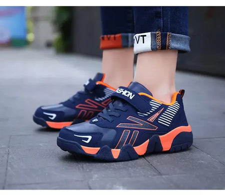 Quatro estações de couro crianças sapatos antiderrapantes ao ar livre tênis caminhada casual meninos esporte tênis tamanho 28-39