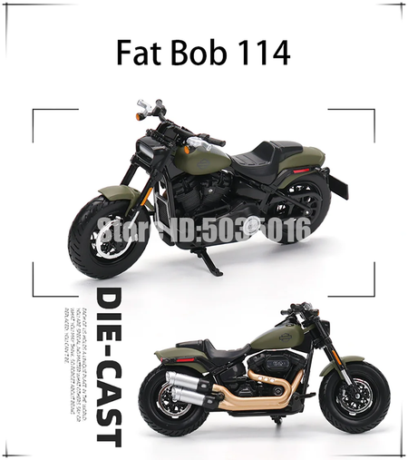 Maisto 1:18 Harley-Davidson Motocicleta 2022 Road King 2022 Fat Bob 114 Liga Modelo de Motocicleta Coleção de Carros de Brinquedo