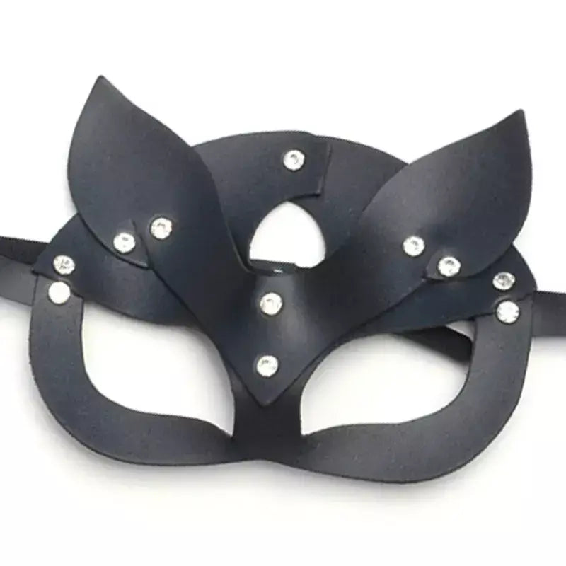 Meia face gato cosplay máscara de couro feminino olho cosplay festa de halloween pu meia máscara facial adulto suprimentos de jogo adulto jogo