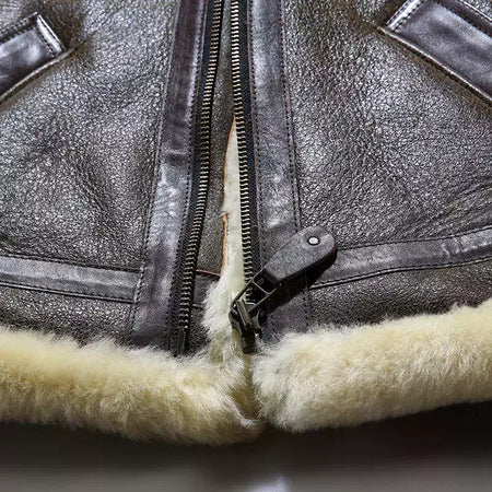Jaqueta de couro genuíno masculina, casaco de pele marrom, pele de carneiro real, casual quente, shearling barato, moda masculina de alta qualidade, inverno