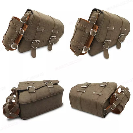 Bolsa de selim lateral de couro pu para motocicleta, adequada para harley sportster xl 883 1200 chopper cruiser cafe racer softail bobber