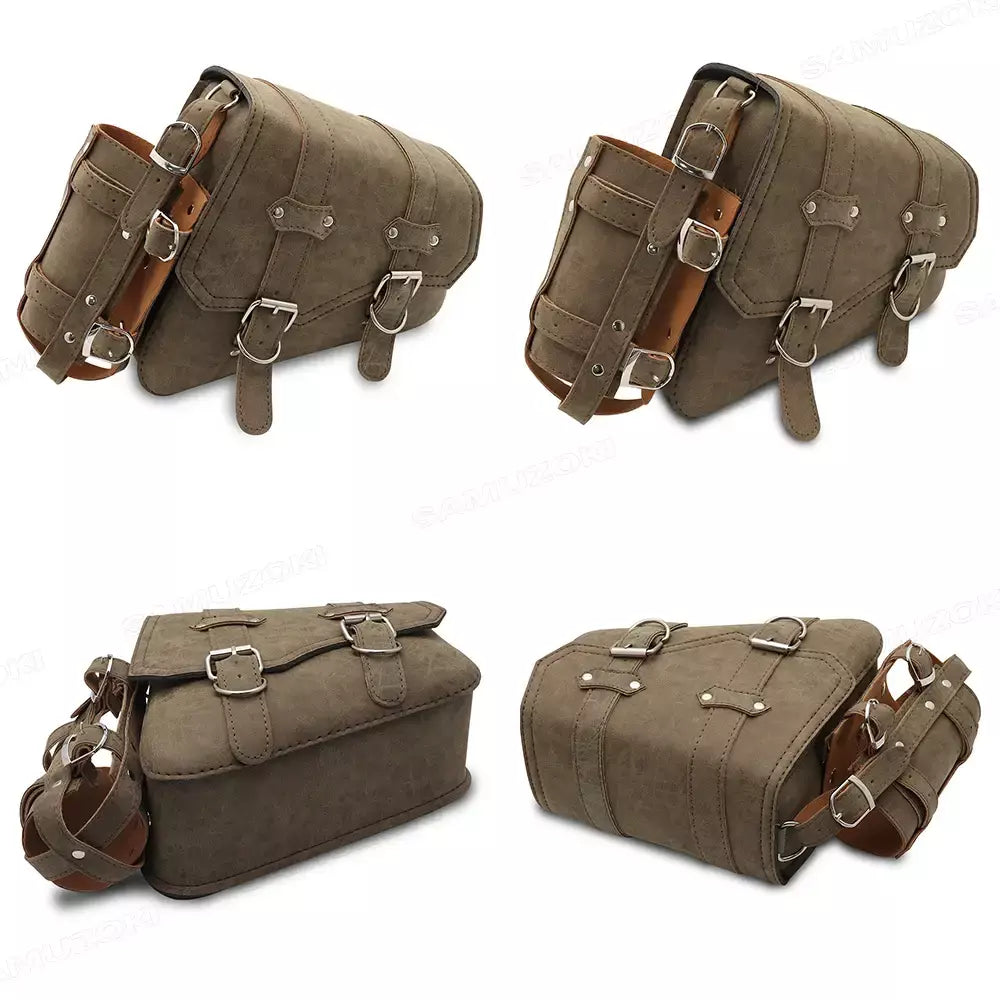 Bolsa de selim lateral de couro pu para motocicleta, adequada para harley sportster xl 883 1200 chopper cruiser cafe racer softail bobber