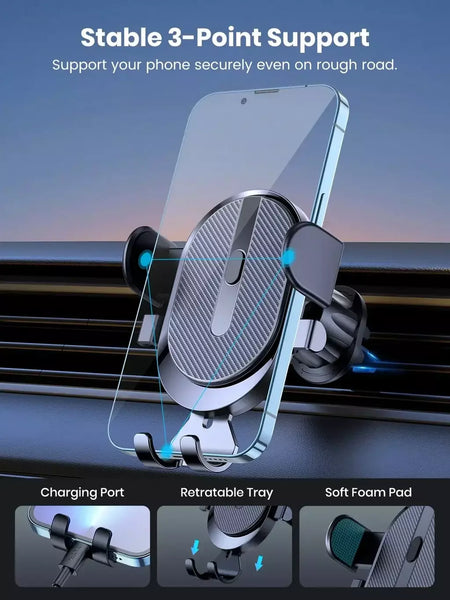 Suporte do telefone móvel do carro saída de ventilação de ar clipe gancho sensor gravidade suporte do carro triângulo gravidade fosco gps suporte para todos os celulares