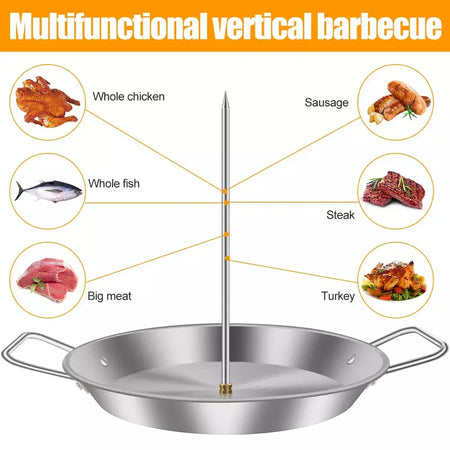Espeto de carne vertical de aço inoxidável para churrasco grelha de espeto vertical com 3 pontas de reposição para churrasco espeto vertical grelha rack