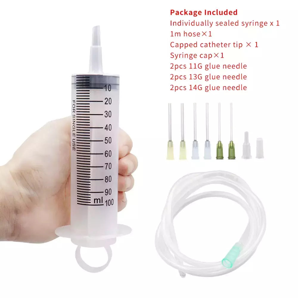 Seringas grandes de 100-550ml com tubo para seringas de plástico líquido com tampa de ponta para distribuição de cola, rega, recarga, alimentação