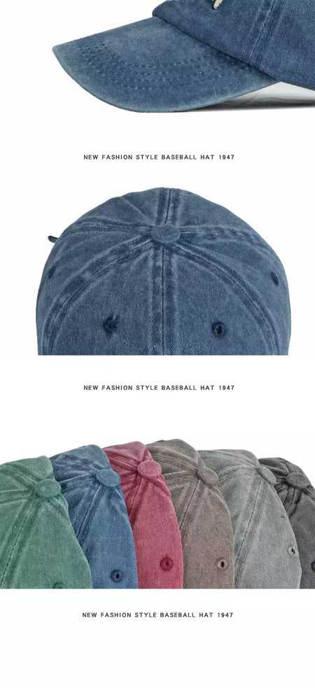 Boné de beisebol para quatro temporadas masculino e feminino, casual retrô lavado de algodão, bordado snapback, proteção solar unissex, verão, 4 estações