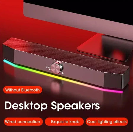 Barra de som sem fio Bluetooth 4D Surround RGB Luzes, subwoofer de graves profundos para laptop de jogos de PC de home theater, alto-falante multiroom 120W