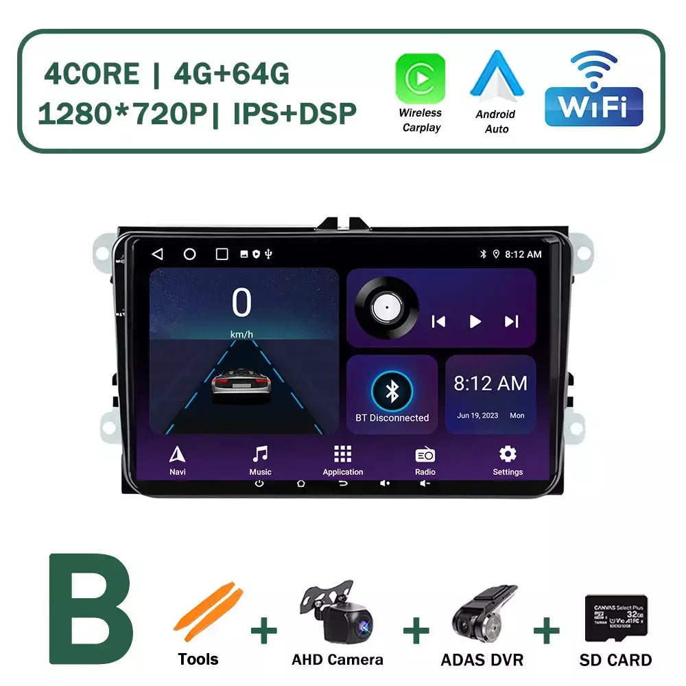 Sistema operacional android para vw volkswagen golf polo skoda rapid octavia tiguan passat amarok carro multimídia vídeo estéreo player gps carplay