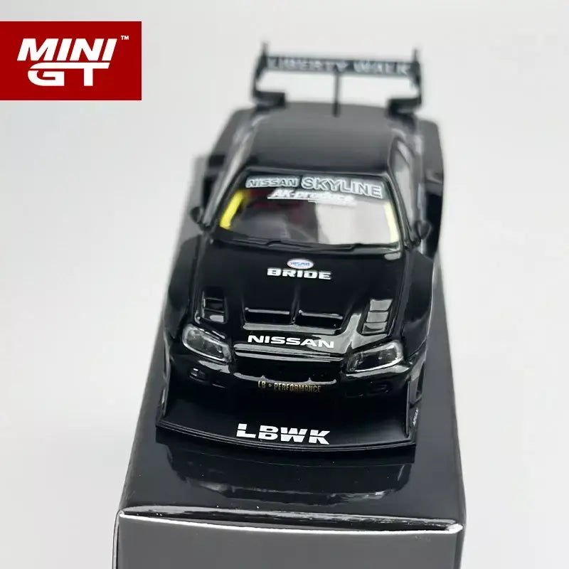 MINIGT 1:64 Nissan LB-ER34 Super Silhouette SKYLINE Carro em liga preta modelo 844