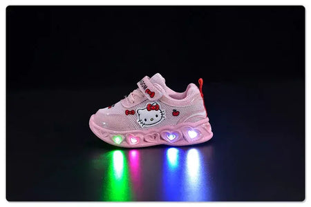 Sanrio led crianças sapatos para meninas bonito dos desenhos animados olá kitty sapatos de verão menina kawaii sapatos de fundo macio tênis casuais