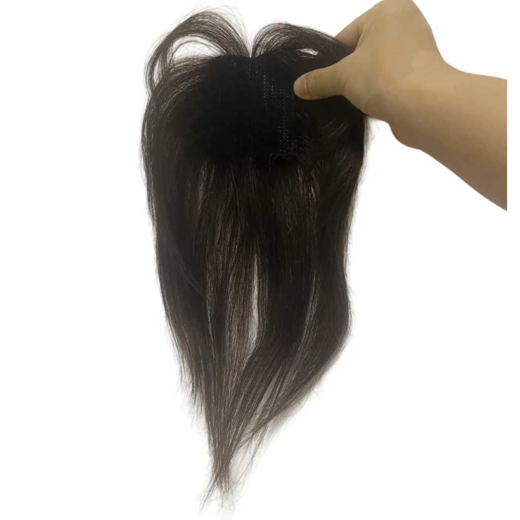 Nenhum clipes de cabelo humano franja francesa gancho e laço pasta mágica toppers para mulheres fácil de usar adesivos de costura remendos de cabelo extensão