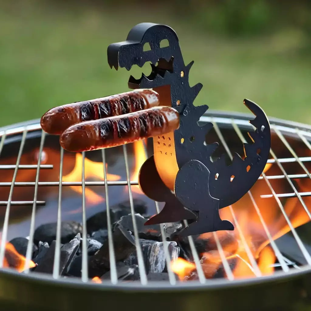 Engraçado dinossauro forma grill rolo de cachorro quente grelha de cachorro quente churrasqueira rack portátil acampamento ao ar livre grelhar panelas ferramentas