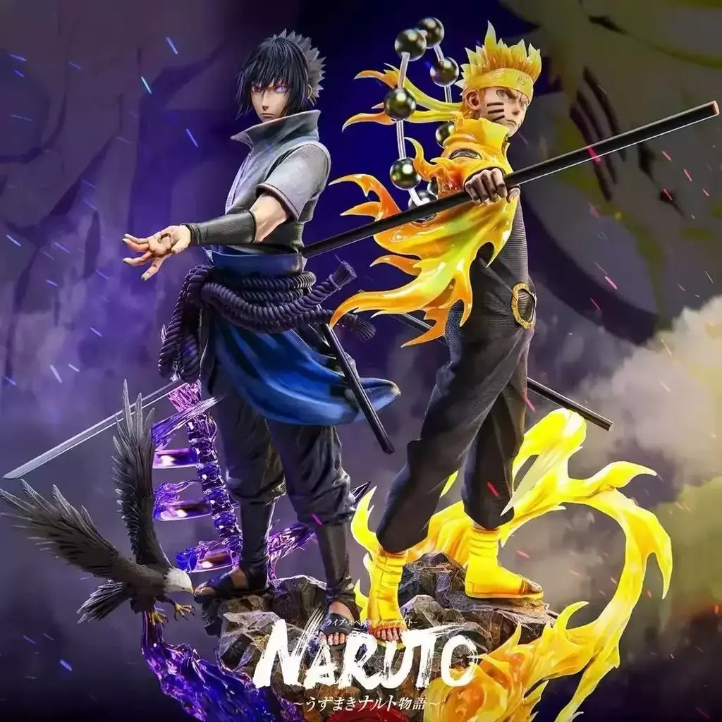 2025 novo anime shippuden estatueta naruto uzumaki uchiha sasuke pvc figura de ação estátua coleção modelo brinquedos anime figura