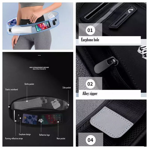 Cinto de corrida com garrafa de água para homens e mulheres, bolsa esportiva para celular, mochila de verão, ginástica fitness, maratona invisível