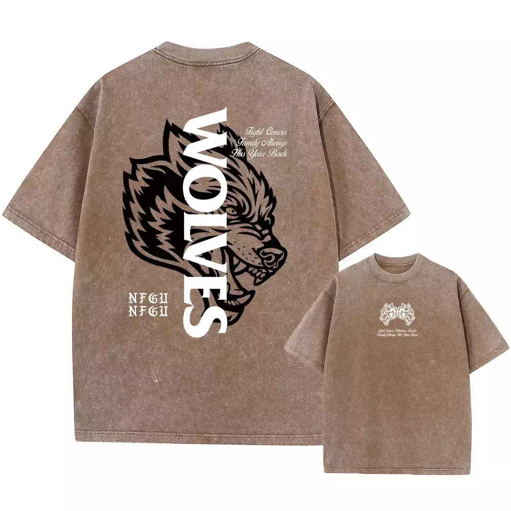 Lobos escuros Vintage lavados camisetas para homens, musculação em ginástica, roupas masculinas extragrandes, fitness no verão, treino
