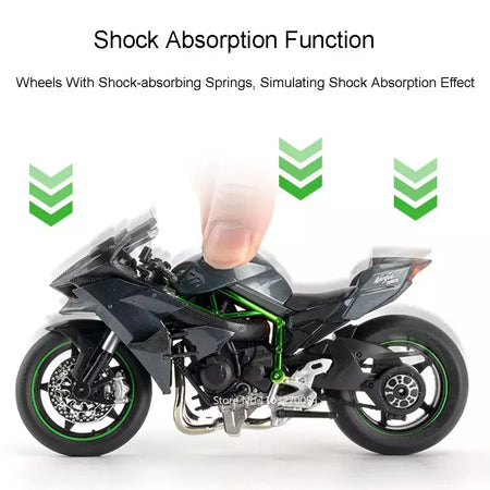 1:12 kawasaki h2r bwm s1000rr liga motocicleta brinquedos diecast carro em miniatura roda dianteira direção moto crianças presente de natal