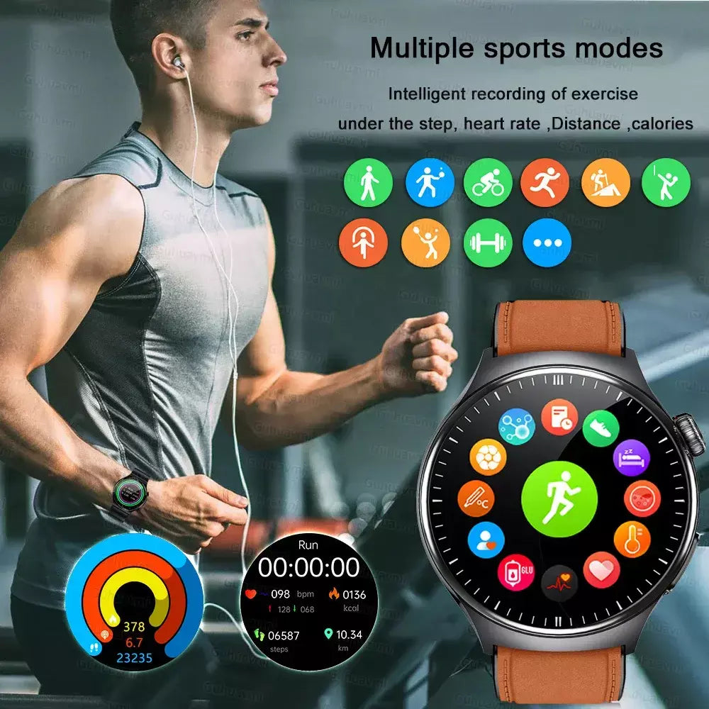 2026 novo relógio inteligente masculino feminino exame micro-físico ecg + ppg oxigênio no sangue ácido úrico pressão arterial safira smartwatch masculino