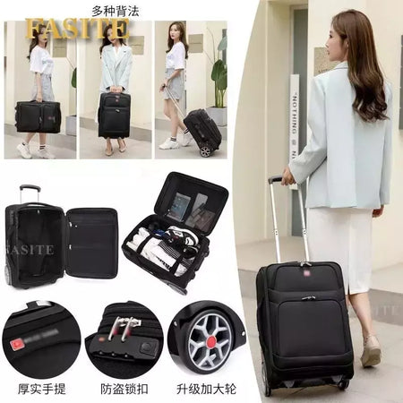 Trolley impermeável mochila com rodas grandes, continuar, viagem preguiçosa, bagagem de mão, novo, 22";;VERDADEIRO;;"a,19