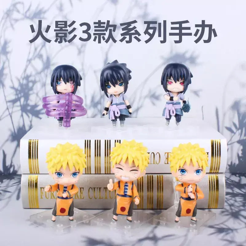 Naruto Action Figure Anime para Adultos, Uchiha Itachi, Kakashi Cartoon Toys, Ornamento Colecionável Itachi Akatsuki, Presente, 11cm, 3 peças por conjunto