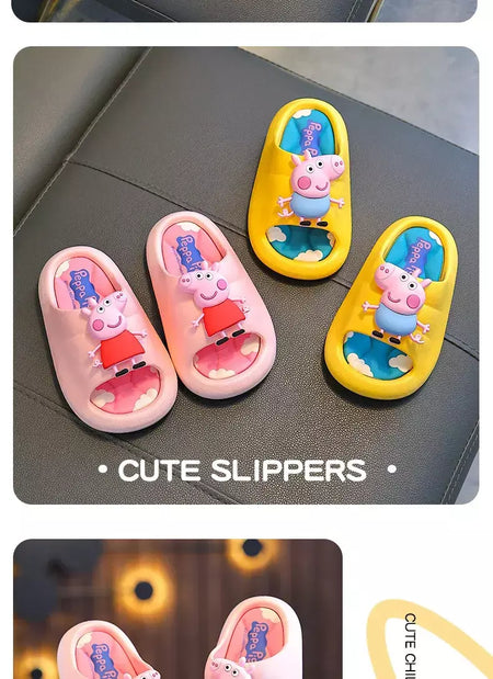 Peppa Pig Sandálias femininas de verão 2025 Novo estilo antiderrapante chinelos de banho internos para crianças em casa