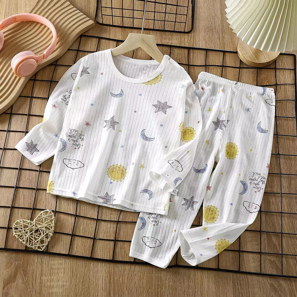 Conjunto de pijamas de manga comprida infantil, Seção fina, Roupa de bebê, Roupa doméstica, Meninos, Meninas, Crianças, Verão, Novo, 2022
