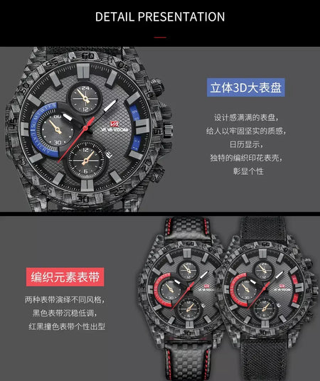 2023 nova marca famosa de luxo negócios esportes moda criativa couro quartzo calendário 3atm à prova dwaterproof água série piloto relógios masculinos