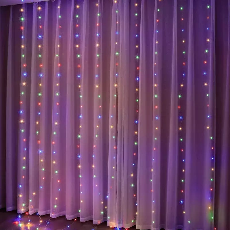 6x3m/3x3m grinalda na cortina festão de alimentação usb (com controle remoto) guirlanda de ano novo luzes led decoração de natal