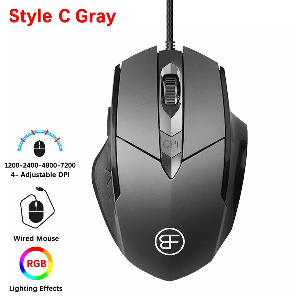 Rato de jogo com fio usb ratos mecânicos usb luz luminosa mouse óptico gamer ratos para computador portátil jogo