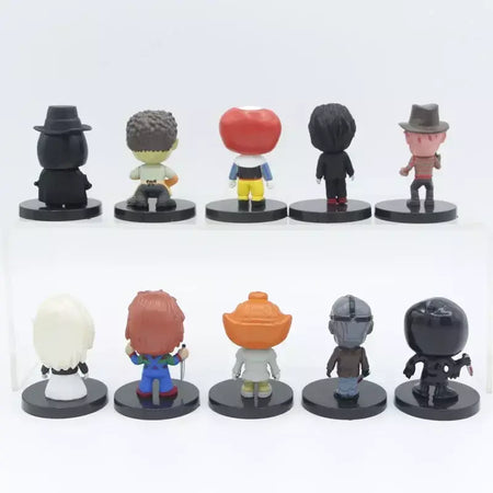 Conjunto de estátua de personagem de ação com ícone de terror, 10 peças, Chaqi Jason Voorhees Freddy Krueger Pennywise It, brinquedo modelo de terror para Halloween
