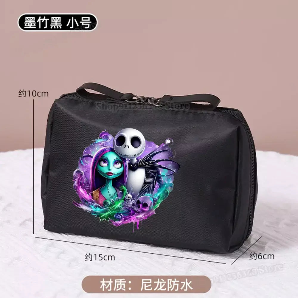 O pesadelo antes do natal saco de maquiagem figura dos desenhos animados jack skellington bolsa sacos cosméticos disney compõem casos organizadores