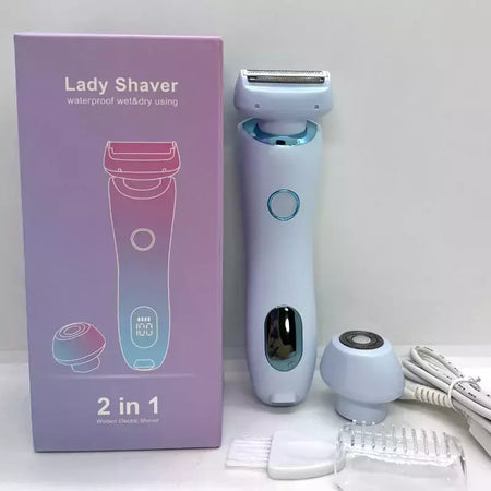 Lâminas elétricas para mulheres, biquíni aparador, rosto barbeadores, depilação, axilas e pernas, senhoras Body Trimmer, IPX7 impermeável, 2 em 1
