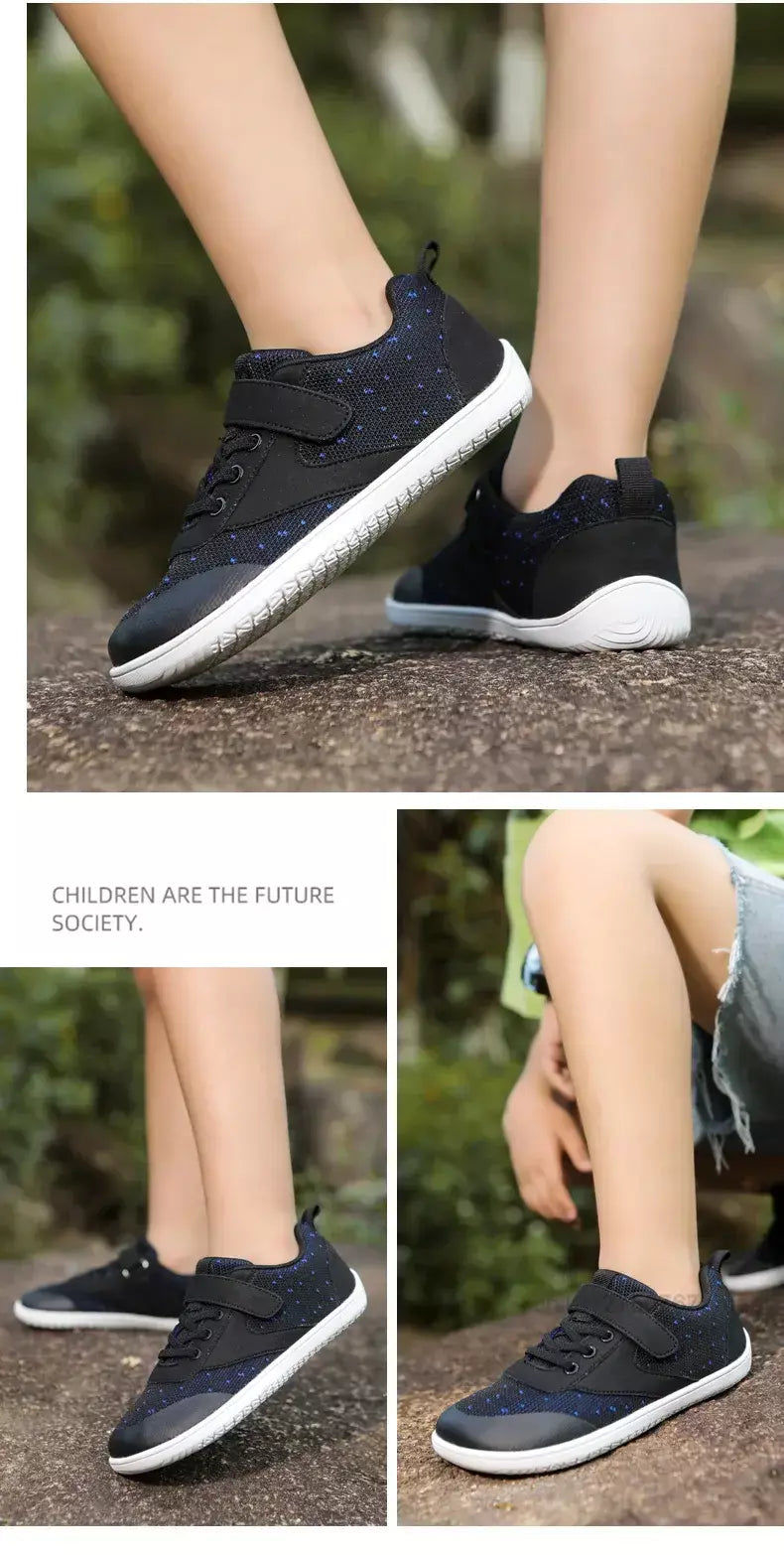 Novos meninos meninas tênis crianças largas sapatos descalços naturalmente spracam sapatos da criança pequena grande criança