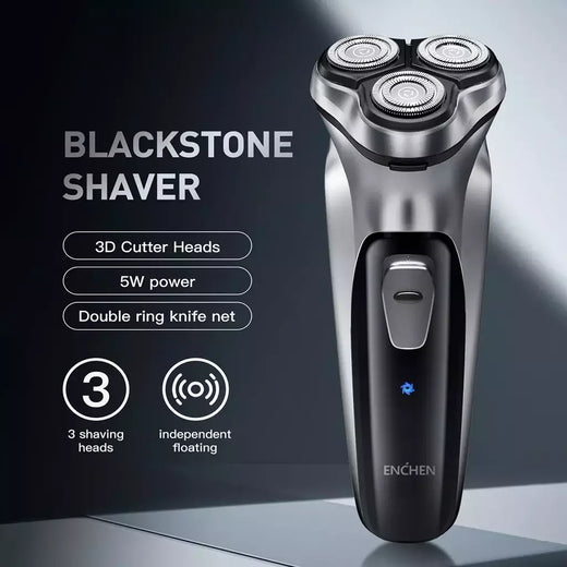 Barbeador rotativo elétrico Enchen Blackstone para homens, lâmina flutuante 3D, lavável tipo C, máquina de barba recarregável USB