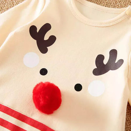 Macacão de algodão de manga comprida recém-nascido, vestidos bonitos de festa, roupas confortáveis para bebês, Natal, 0-18, primavera e outono