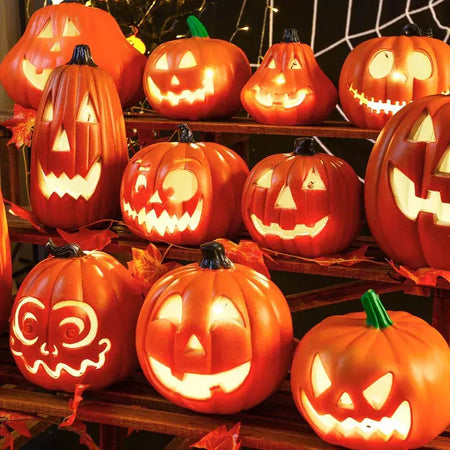 Decoração de halloween abóboras lâmpada para casa quintal jardim ao ar livre decoração halloween horror casa crânio festa adereços brilho no escuro