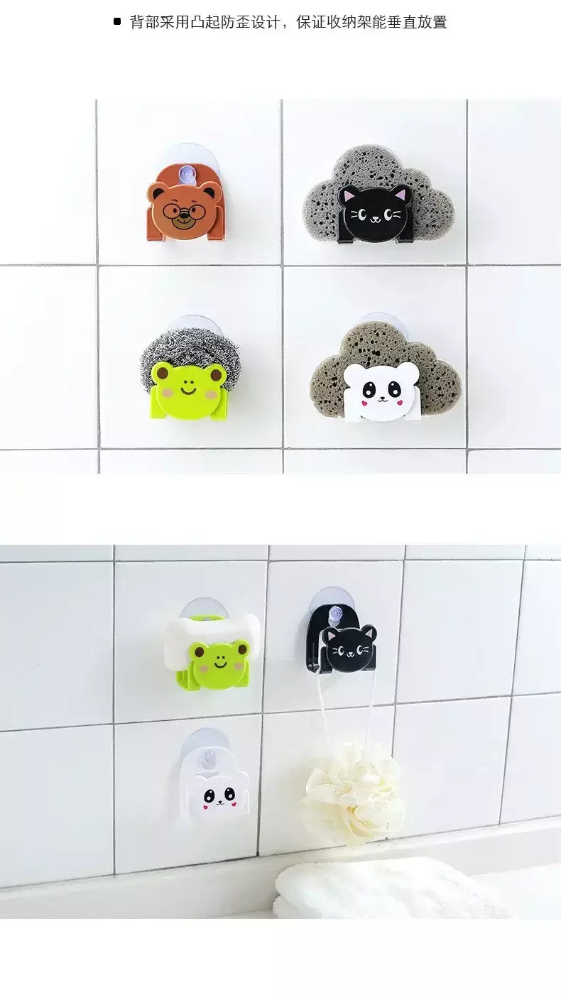 Ferramentas organizadoras acessórios de cozinha dos desenhos animados esponja pano rack armazenamento decoração para casa para suprimentos cozinha gadgets 1pcs