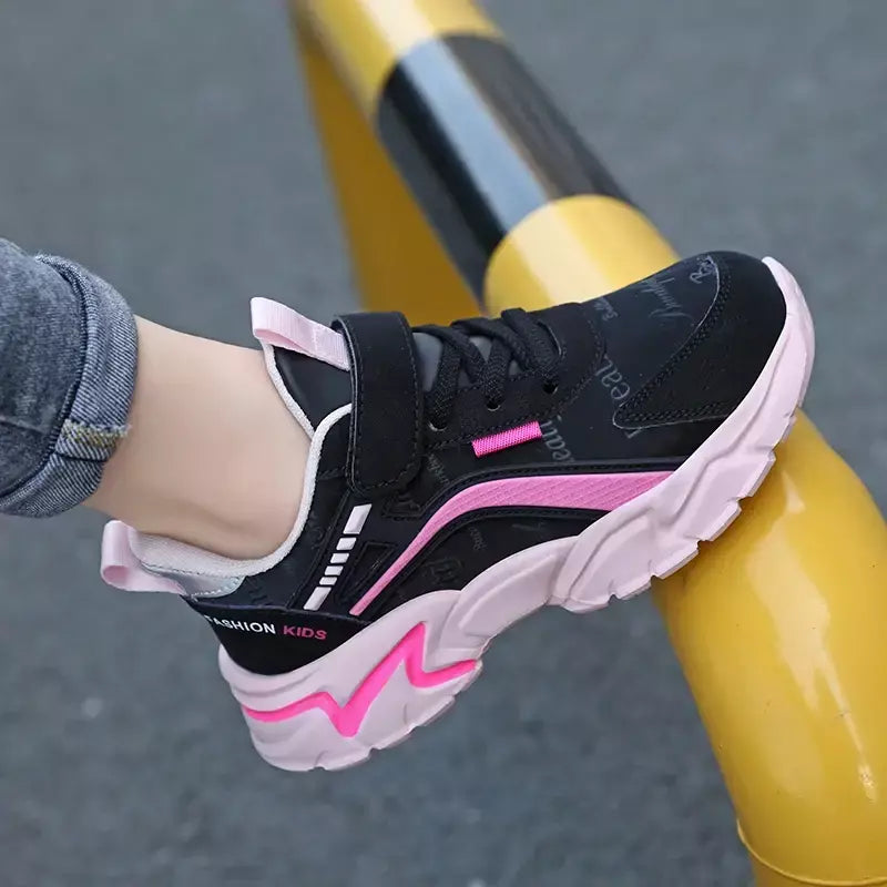 Crianças casuais rosa meninas sapatos de couro moda para 7-15y leve correndo jovens estudantes crianças esportes sapato da menina nbgaga