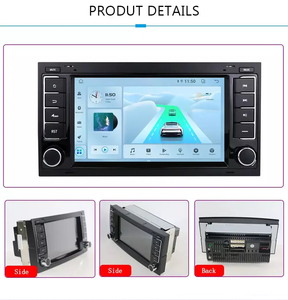 Leitor multimídia carro com Bluetooth, Android 13, 2 Din, Carplay para Touareg T5 Transporter, Volkswagen VW 2002-2010, Auto Bluetooth