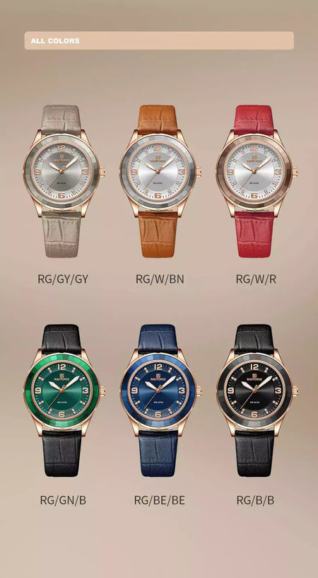 NAVIFORCE-Relógio de couro simples feminino, relógios de pulso casuais, relógio de quartzo feminino, original, nova moda