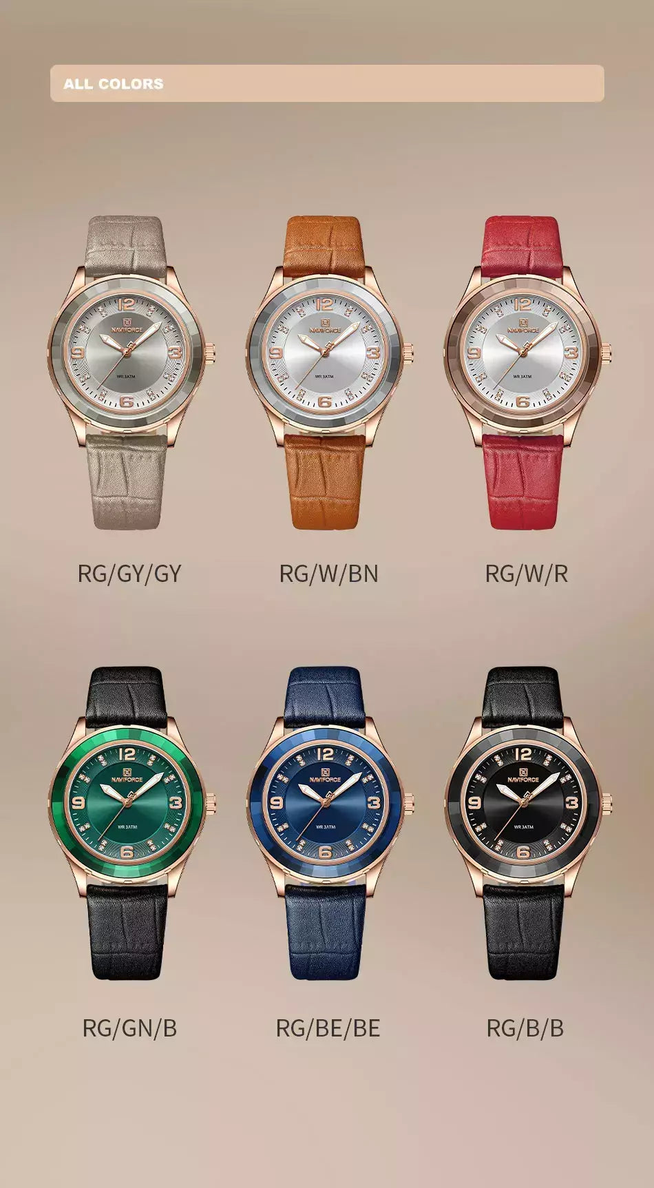 NAVIFORCE-Relógio de couro simples feminino, relógios de pulso casuais, relógio de quartzo feminino, original, nova moda