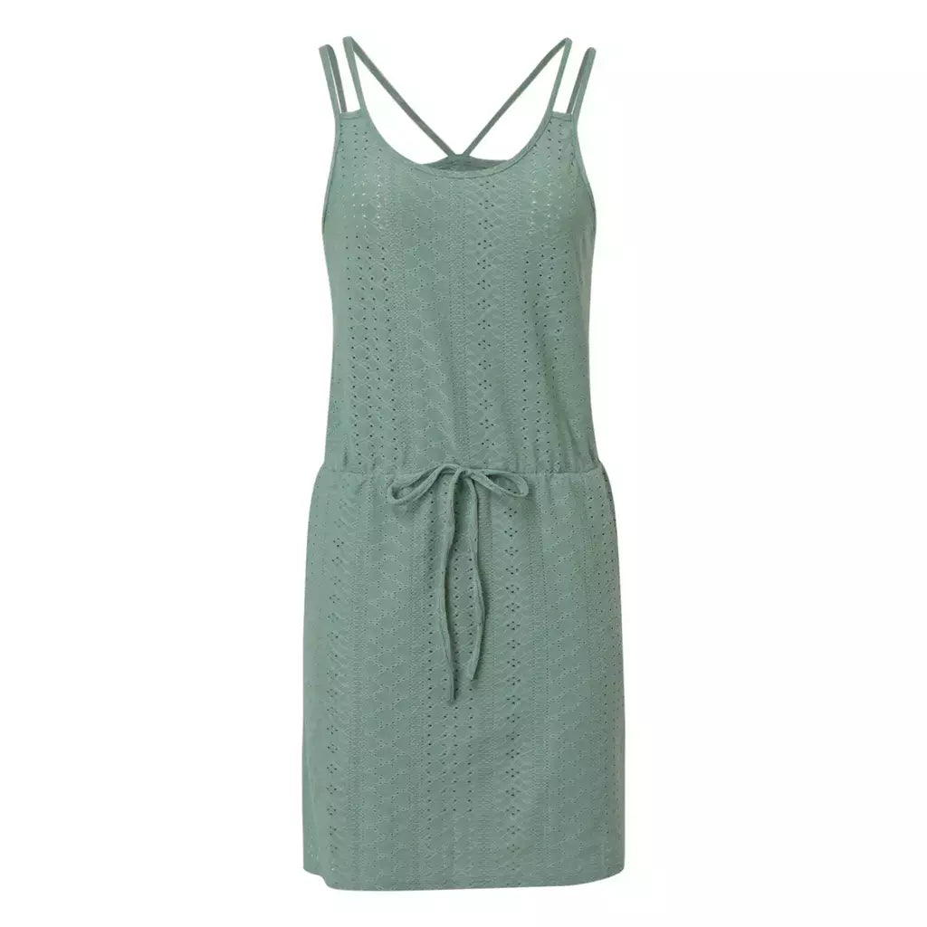Vestido de praia feminino com cordão de cintura alta, roupa de banho, moda verão, sem mangas, biquíni monocromático