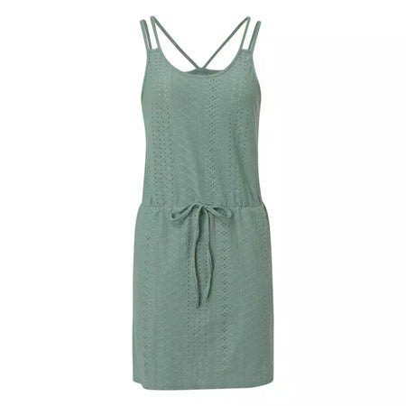 Vestido de praia feminino com cordão de cintura alta, roupa de banho, moda verão, sem mangas, biquíni monocromático